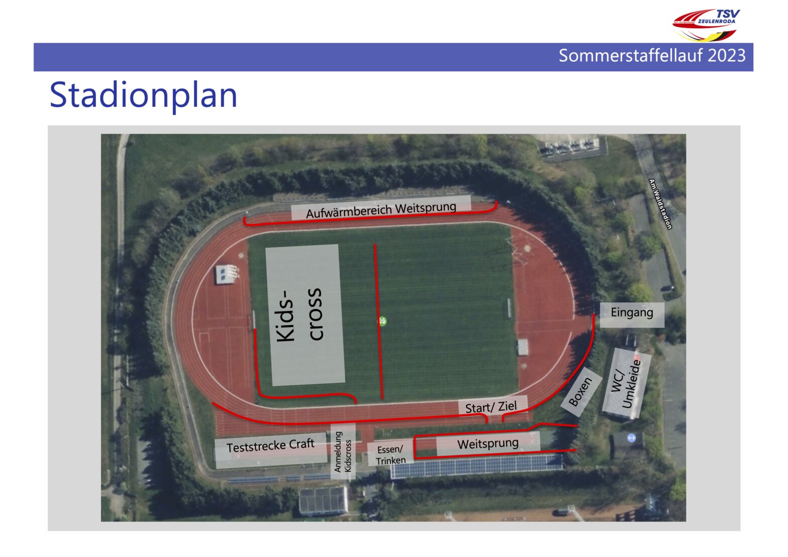 Stadionplan zum Sommerstaffellauf 2023